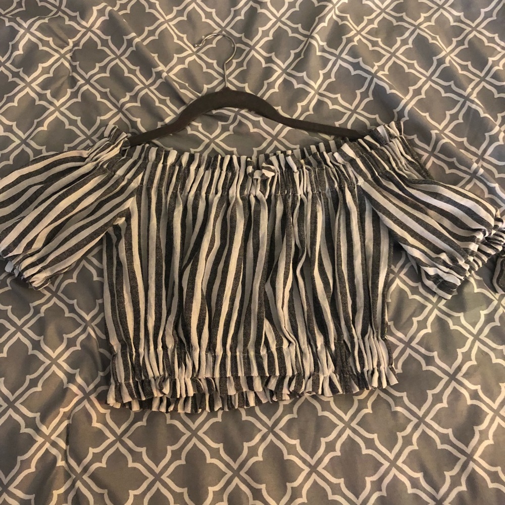 Ruffled Crop Off the Shoulder Top